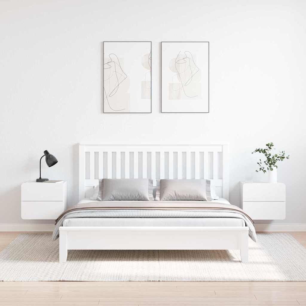 Bedside Table 2 pcs White 39 x 34 x 33 cm Solid pinewood